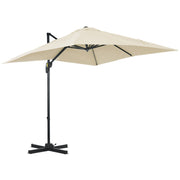 Outsunny Sombrilla de Jardín de Aluminio 245x245x245 cm Parasol Excéntrico con Manivela Giratorio 360° Inclinación de 5 Niveles Tela Desmontable Crema