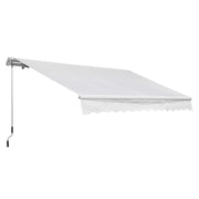 Outsunny Toldo Manual Retráctil 350x250 cm Toldo para Balcón con Manivela de Metal Impermeable y Anti-UV Toldo Enrollable de Exterior para Jardín Terraza Ventanas Blanco