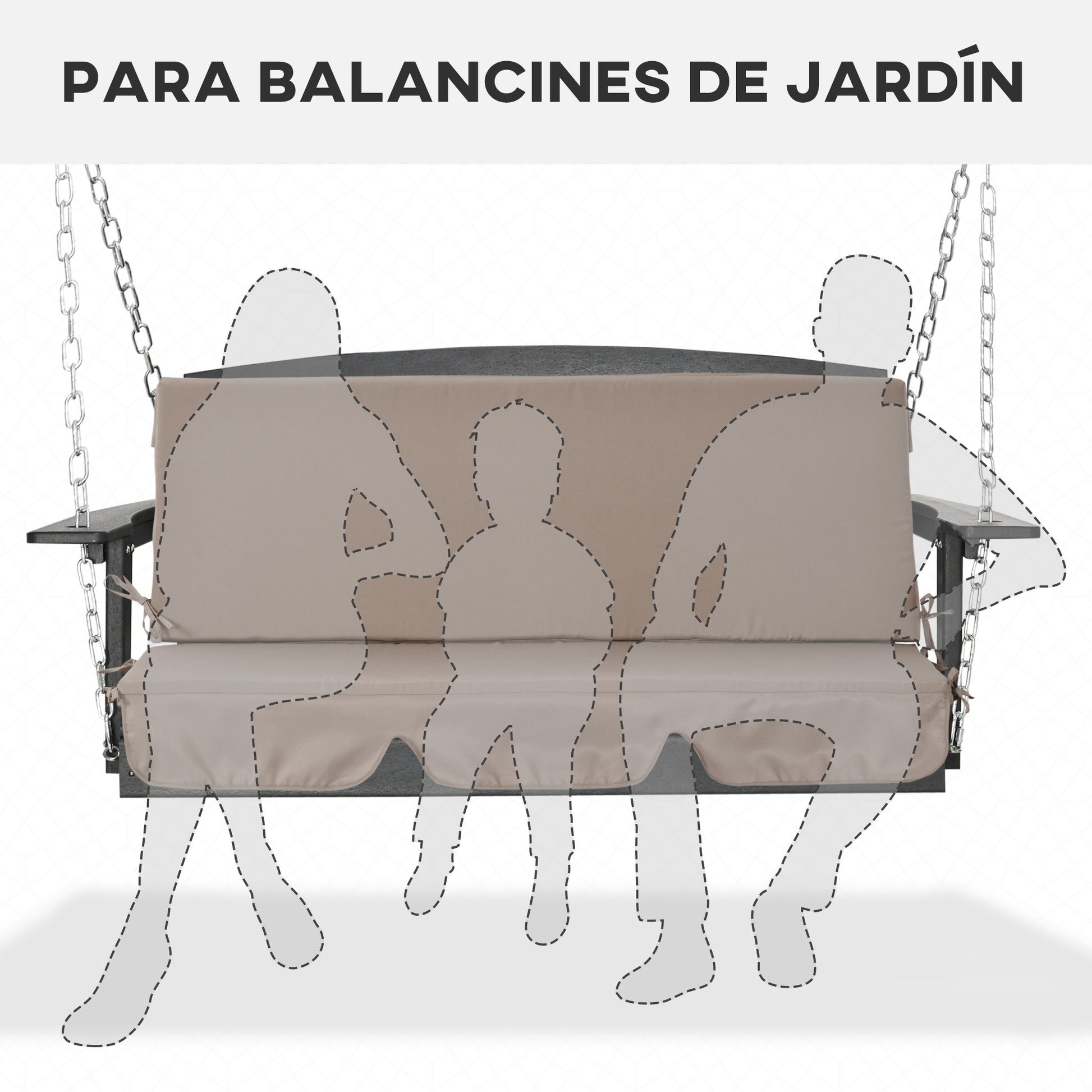 Outsunny Cojín para Columpio de 2 Piezas 130x45x5 cm Cojín para Balancín Cojín de Asiento y Respaldo Acolchado para Jardín Terraza Balcón Exterior Marrón