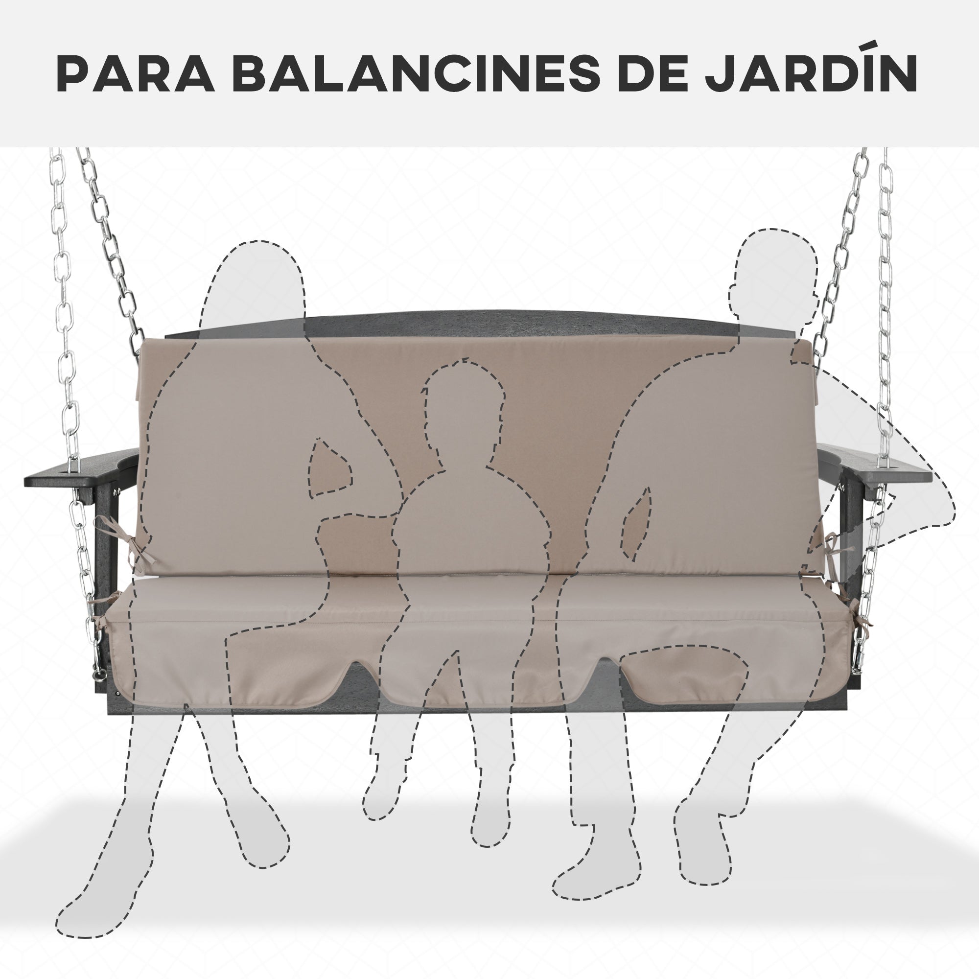 Outsunny Cojín para Columpio de 2 Piezas 130x45x5 cm Cojín para Balancín Cojín de Asiento y Respaldo Acolchado para Jardín Terraza Balcón Exterior Marrón