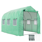 Outsunny Invernadero de Exterior 3x2x2 m Invernadero de Túnel con 6 Ventanas de Malla y Puerta Invernadero de Huerto para Patio Jardín Verde