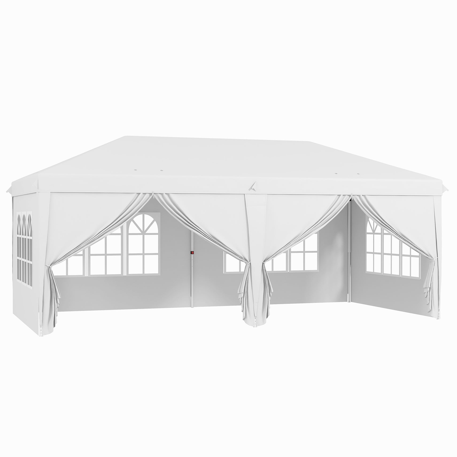 Outsunny Carpa Plegable 6x3 m Cenador de Jardín con Altura Ajustable 6 Paneles Laterales 2 Puertas Cremallera 4 Ventanas Bolsa de Transporte e Impermeable Gazebo para Exterior Terraza Camping Blanco