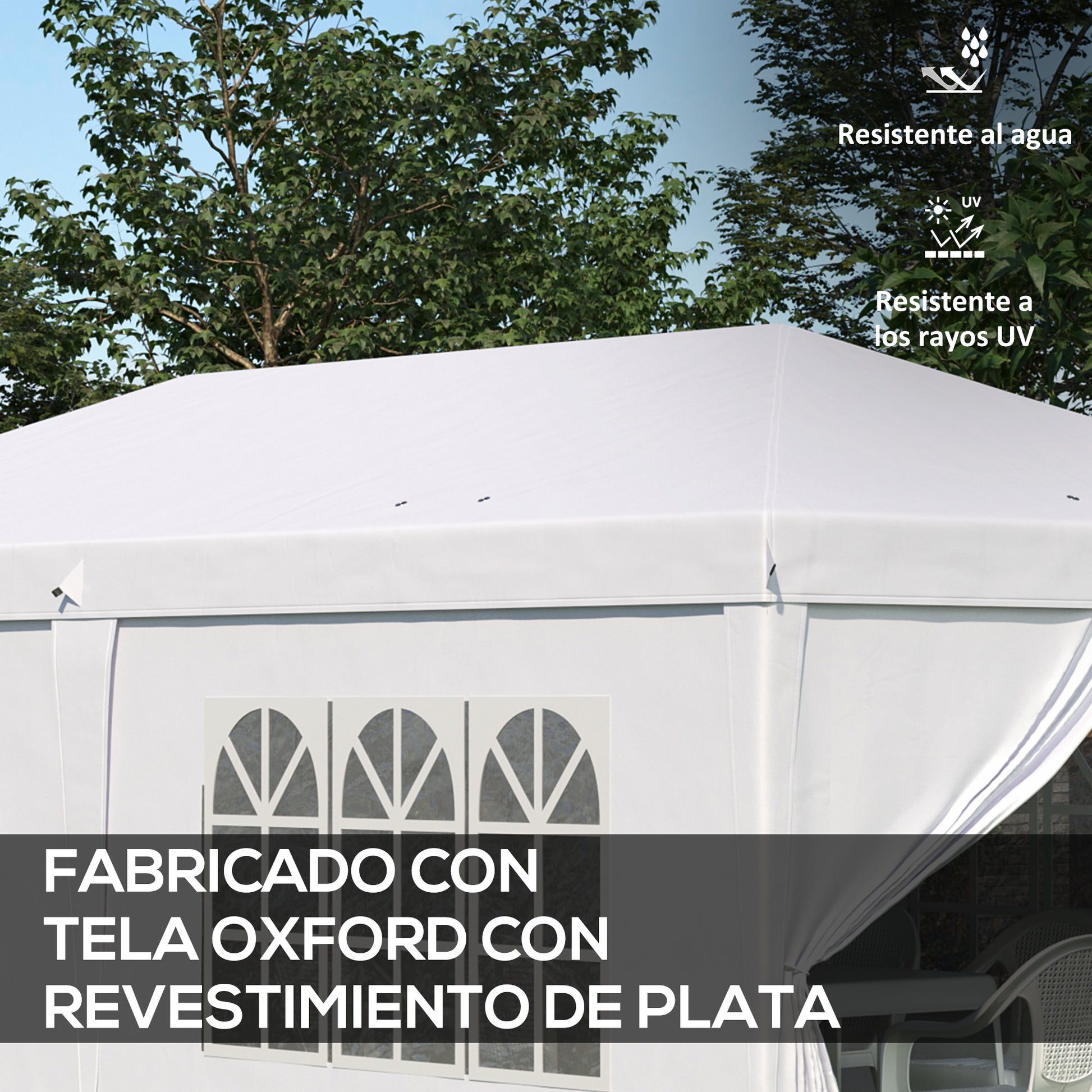 Outsunny Carpa Plegable 6x3 m Cenador de Jardín con Altura Ajustable 6 Paneles Laterales 2 Puertas Cremallera 4 Ventanas Bolsa de Transporte e Impermeable Gazebo para Exterior Terraza Camping Blanco