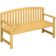 Outsunny Banco de Jardín de 2 Plazas Banco Exterior de Listones de Madera con Respaldo y Reposabrazos para Terraza Patio 143x51x85 cm Natural