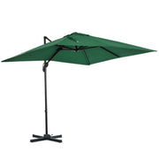 Outsunny Sombrilla de Jardín de Aluminio 245x245x248 cm Parasol Excéntrico con Manivela Giratorio 360° Inclinación de 5 Niveles Tela Desmontable Verde