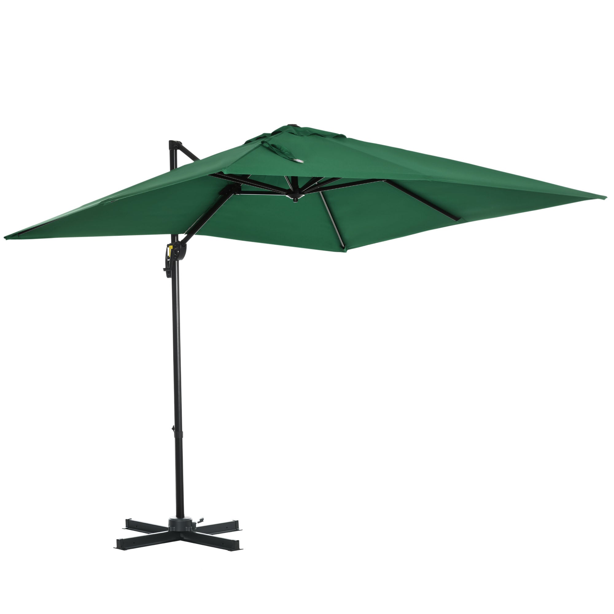 Outsunny Sombrilla de Jardín de Aluminio 245x245x248 cm Parasol Excéntrico con Manivela Giratorio 360° Inclinación de 5 Niveles Tela Desmontable Verde