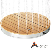 Outsunny Ducha de Jardín Portátil Ø70,5 cm Ducha Exterior de Suelo Altura Ajustable hasta 4 m Estructura de Aluminio Resistente al Agua a los Rayos UV y a Las Heladas para Camping Piscina Playa