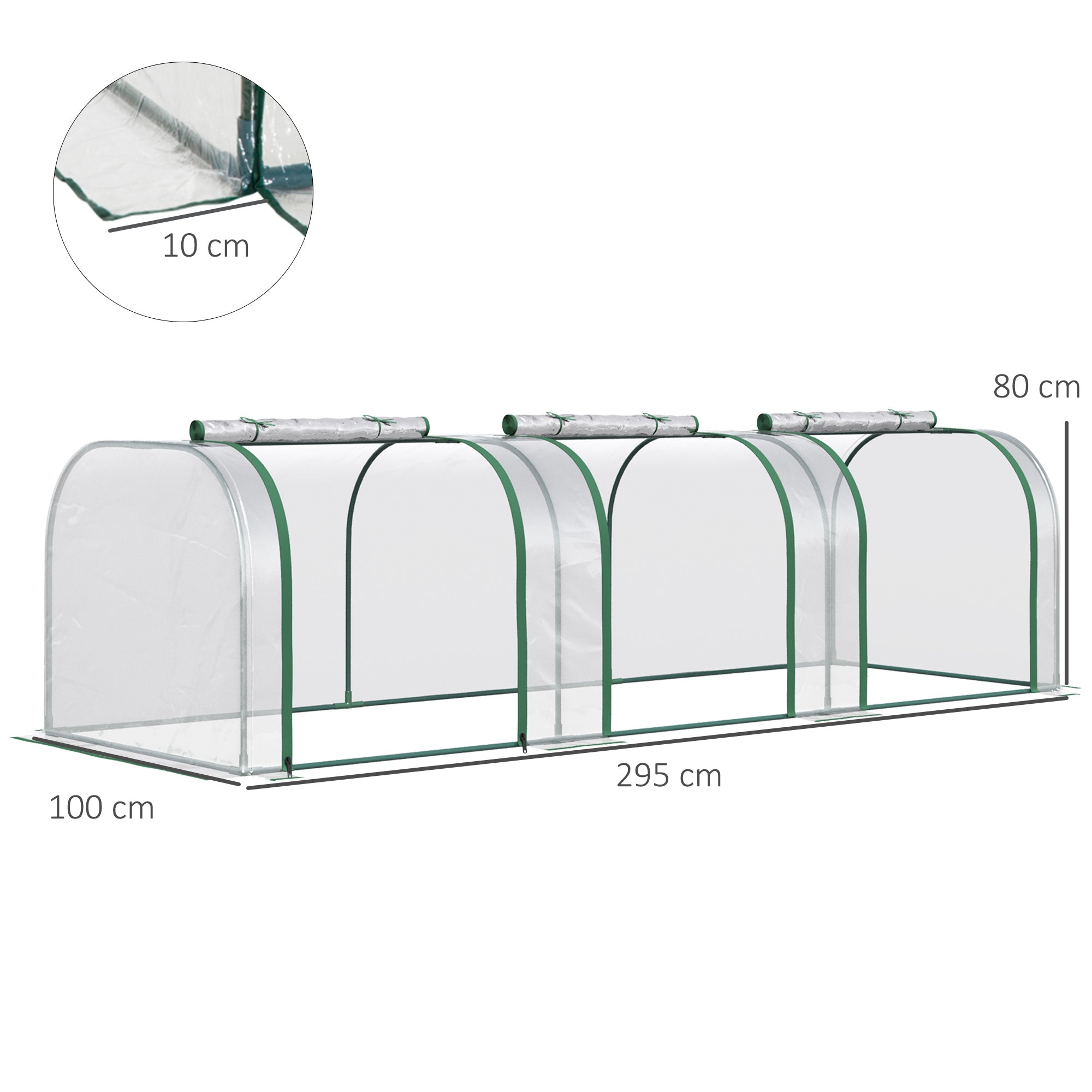 Outsunny Invernadero de Jardín 295x100x80 cm Invernadero de Exterior con Puertas y Marco de Acero para Cultivo de Plantas Tomates en Patio Terraza Transparente