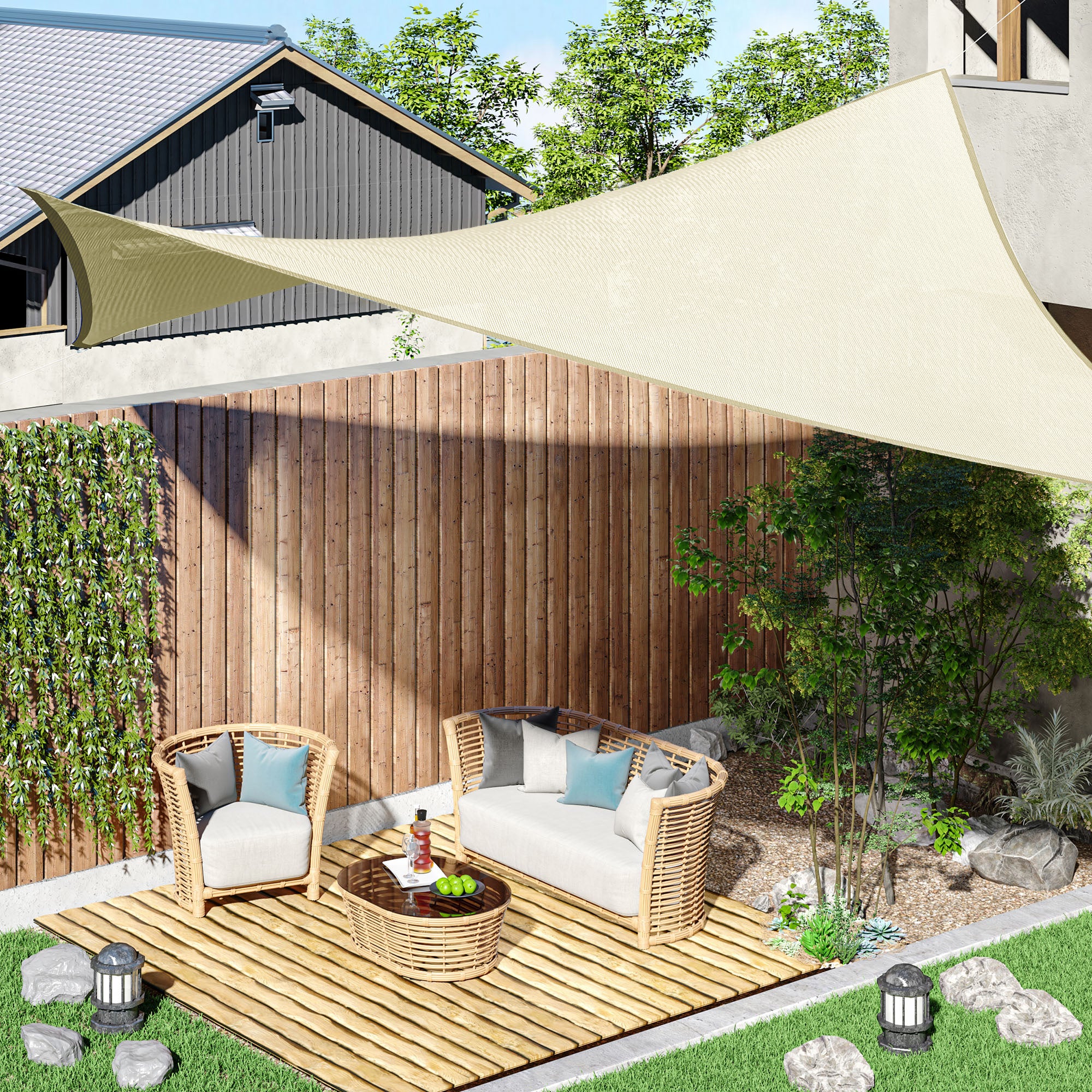 Outsunny - Toldo vela Rectangular (varios tamaños y colores), tamaño 3x4m, color crema