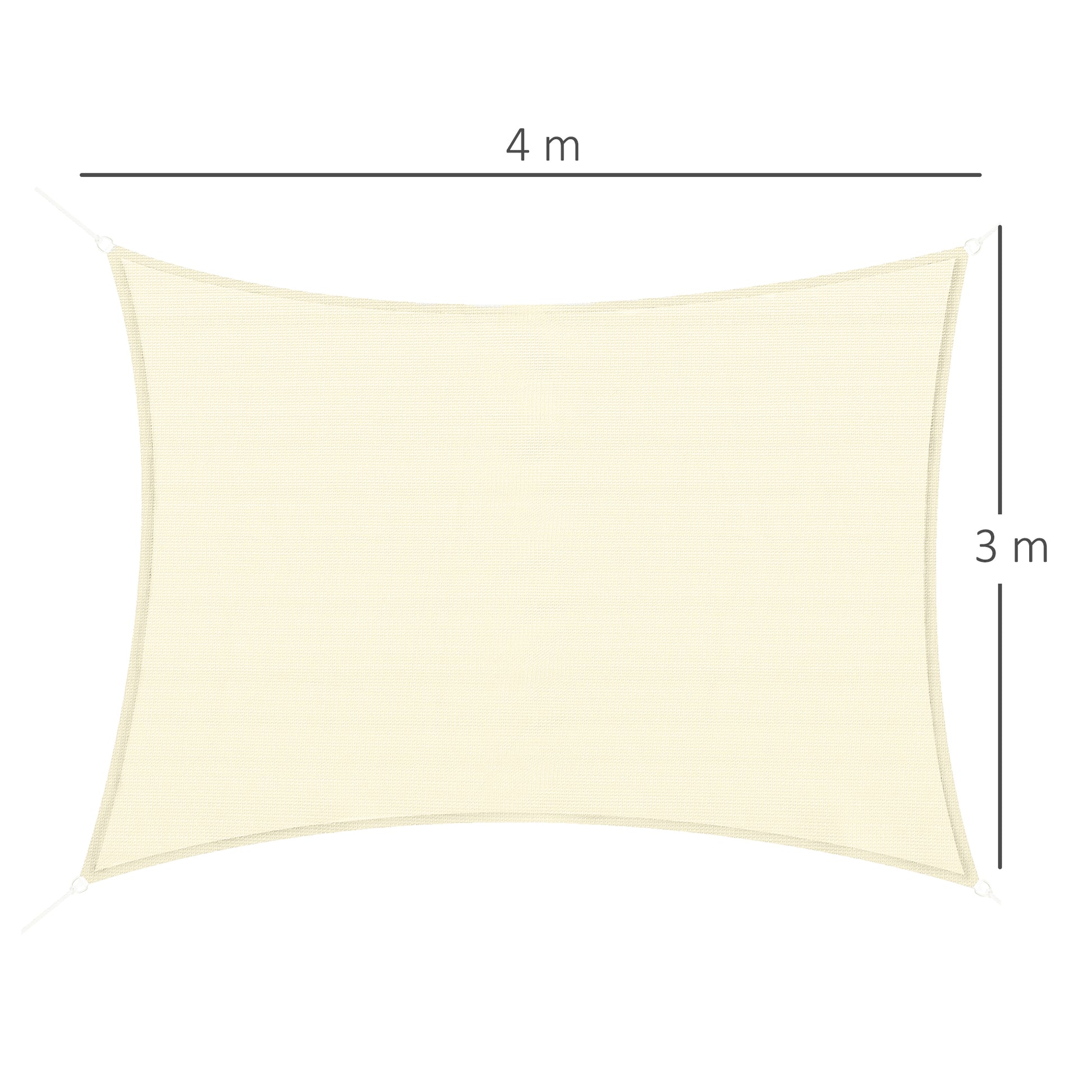 Outsunny - Toldo vela Rectangular (varios tamaños y colores), tamaño 3x4m, color crema