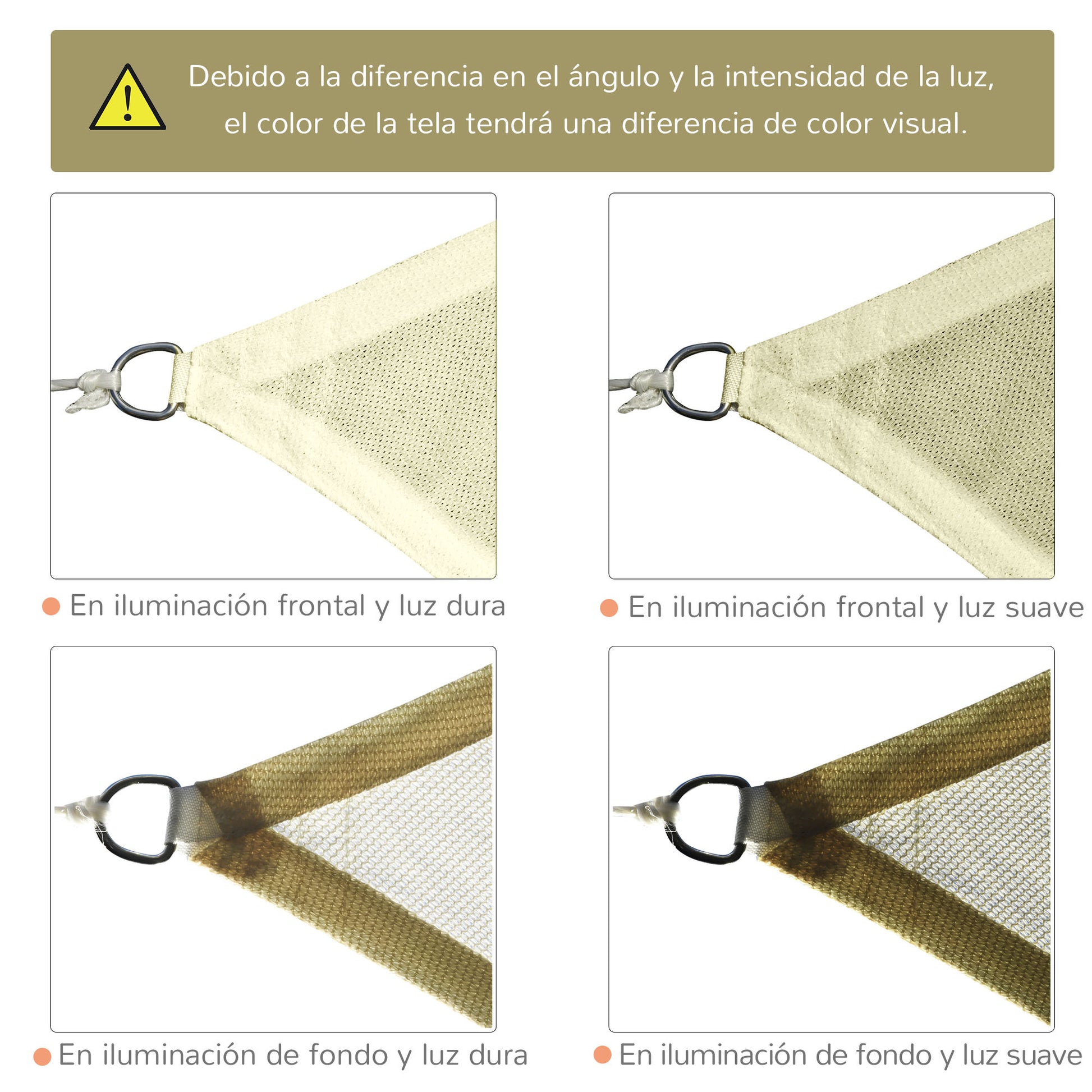 Outsunny - Toldo vela Rectangular (varios tamaños y colores), tamaño 3x4m, color crema