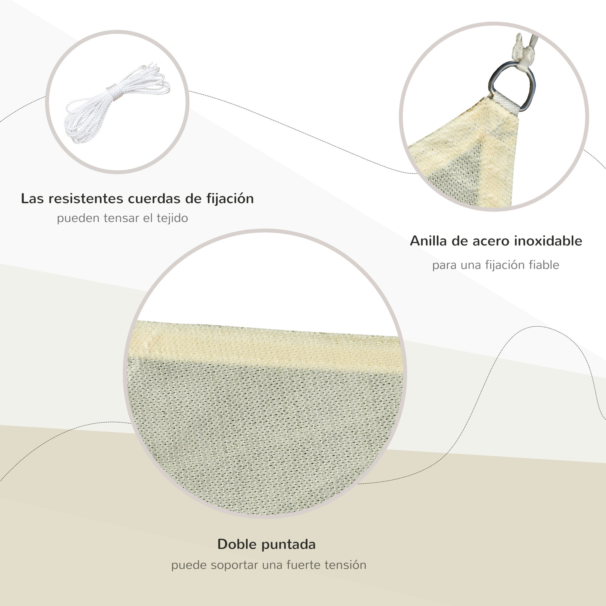 Outsunny - Toldo vela Rectangular (varios tamaños y colores), tamaño 3x4m, color crema