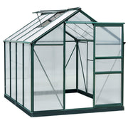 Outsunny Invernadero de Jardín 2x2,5 m Policarbonato y Aluminio Vivero Casero con Tragaluz Protección UV30 y Base 4,79 m² para Macetas Cultivo Plantas Flores Transparente