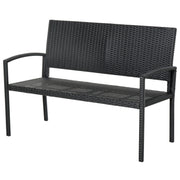 Outsunny Banco Jardín Lounge Silla 2 Plazas Muebles para Jardín Exterior Terraza 2 Plazas Ratán Sintético Carga 240kg 122x60x85 cm Marco Acero