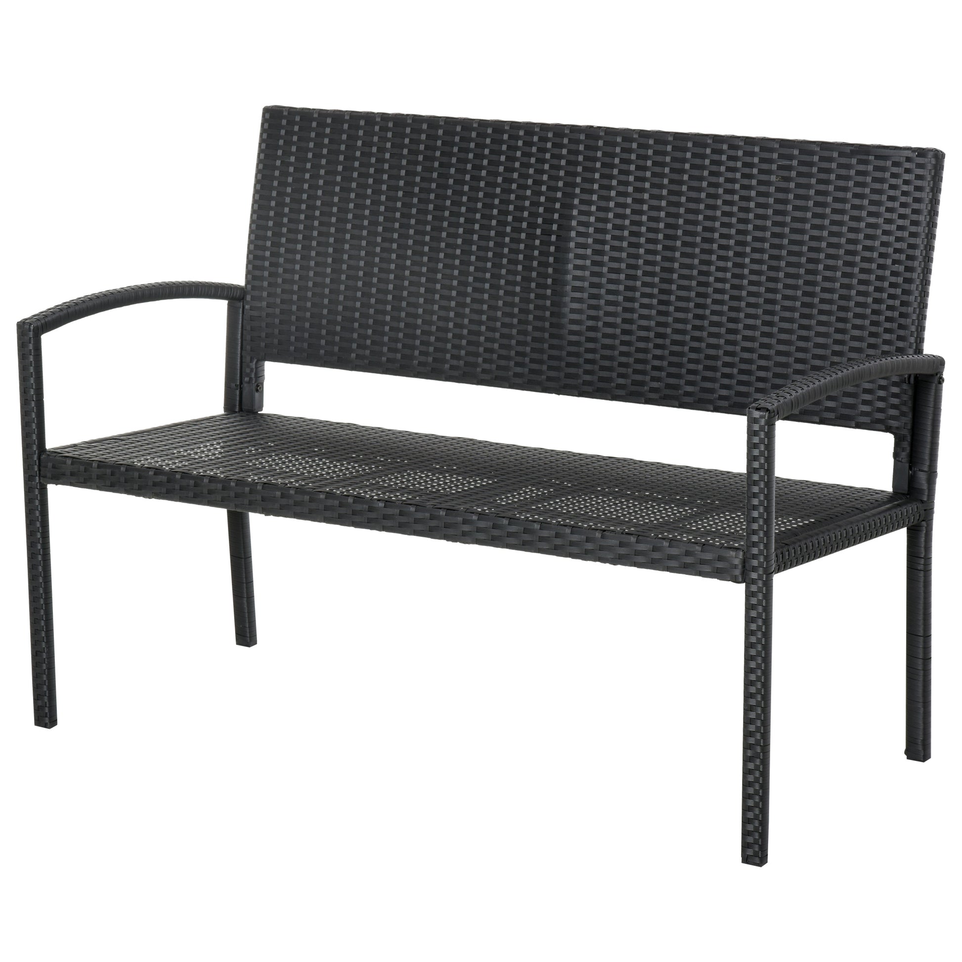 Outsunny Banco Jardín Lounge Silla 2 Plazas Muebles para Jardín Exterior Terraza 2 Plazas Ratán Sintético Carga 240kg 122x60x85 cm Marco Acero