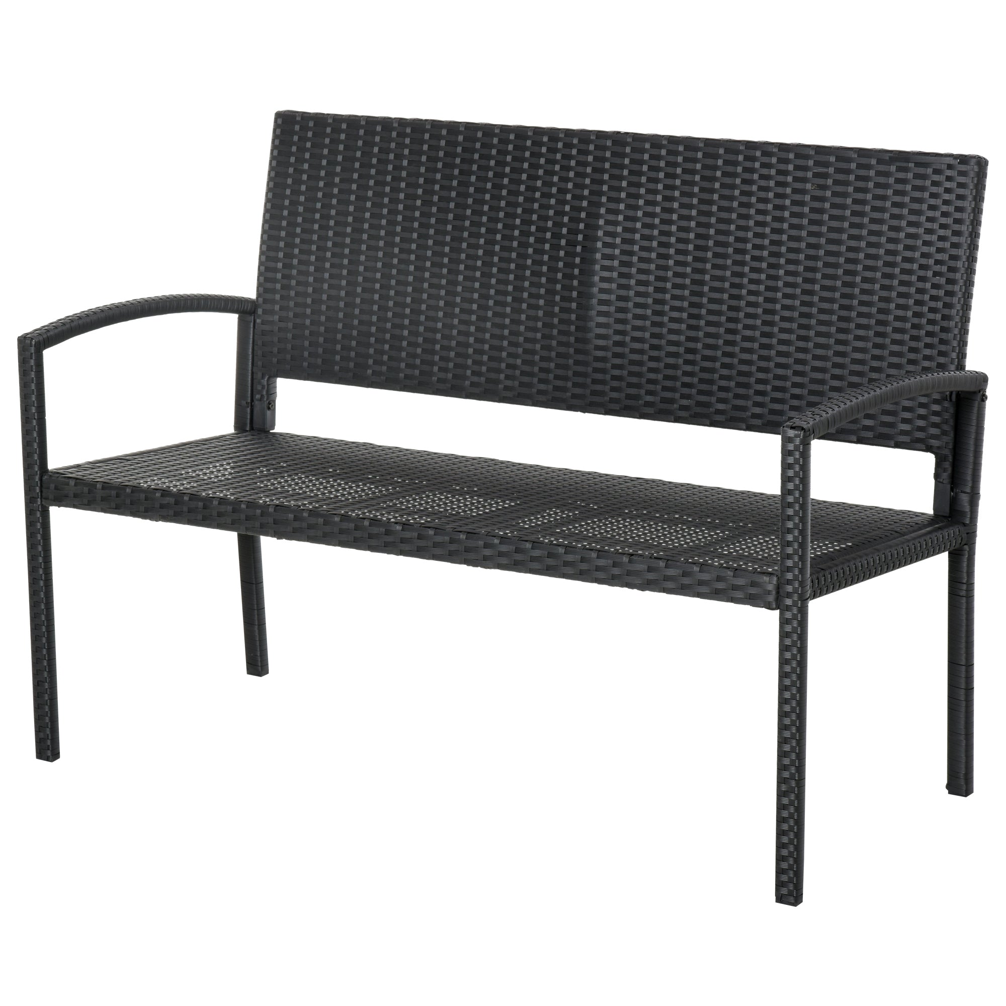 Outsunny Banco Jardín Lounge Silla 2 Plazas Muebles para Jardín Exterior Terraza 2 Plazas Ratán Sintético Carga 240kg 122x60x85 cm Marco Acero