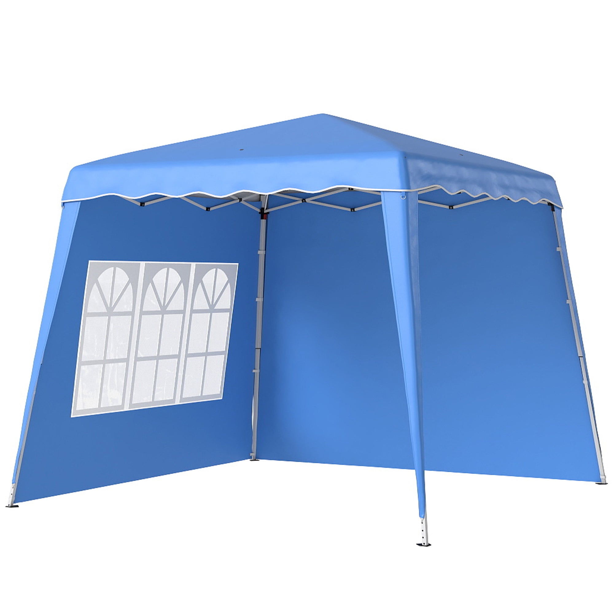 Outsunny Carpa Plegable Pop-up 3x3 m Cenador Pabellón de Jardín con 2 Paredes Laterales Altura Ajustable y Bolsa de Transporte Protección UV50+ Impermeable Gazebo para Camping Fiestas Exterior Azul