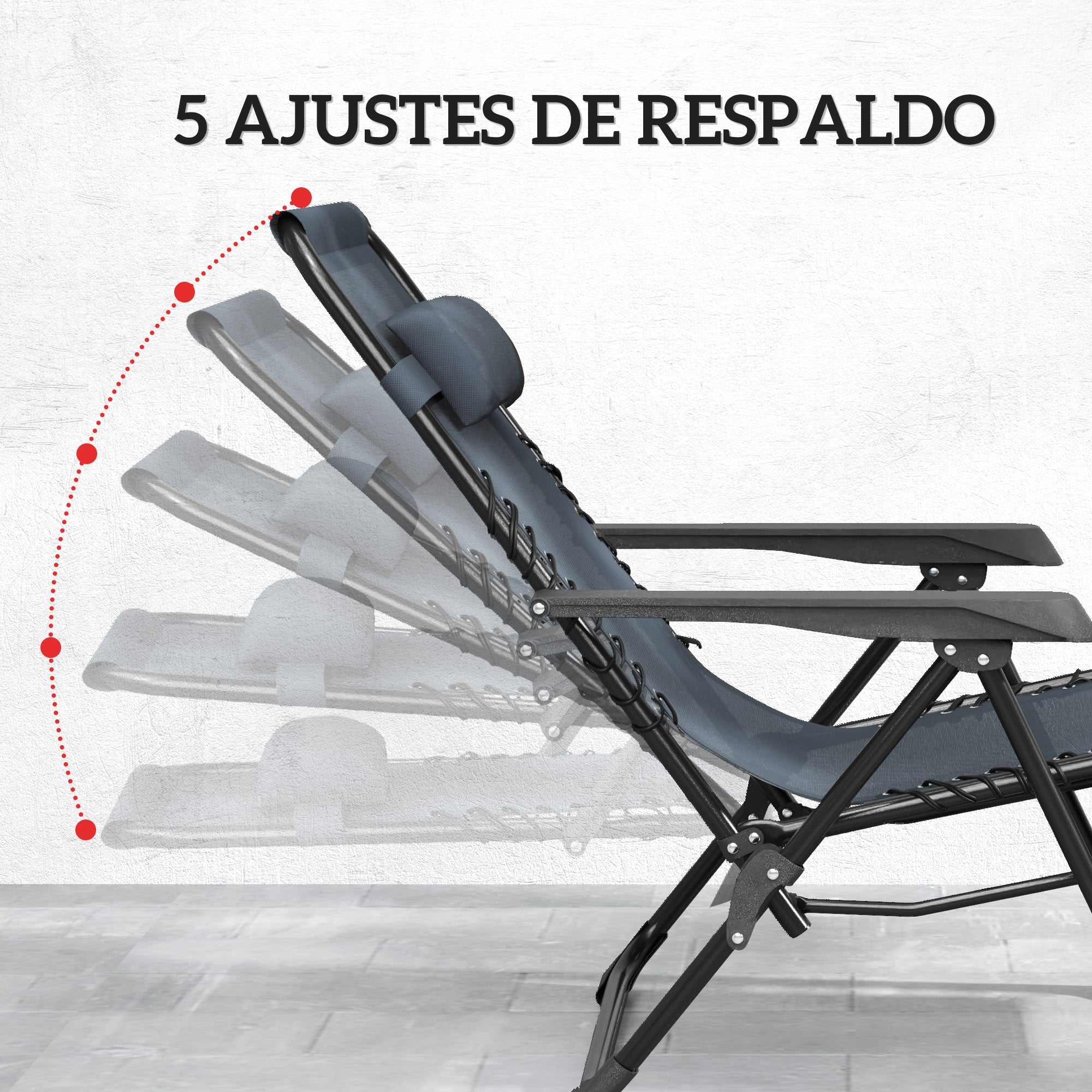 Outsunny Set de 2 Tumbonas Jardín Exterior Plegables con Mesa Auxiliar Portavasos Tumbonas de Gravedad Cero con Respaldo Ajustable Reposabrazos Extraíble para Patio Piscina Terraza Exterior Gris