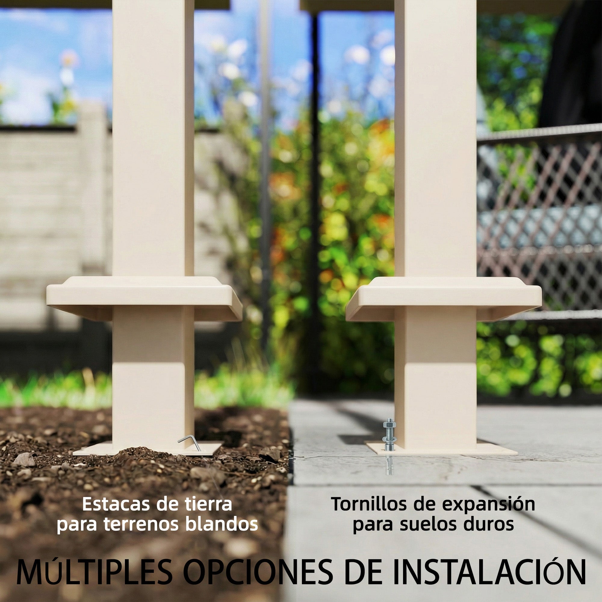 Outsunny Pérgola de Pared de Jardín 3x3 m, Cenador de Jardín con Techo Retráctil, Protección UPF30+, Orificios de Drenaje y Estructura de Acero, Pabellón para Patio, Terraza, Exterior, Beige
