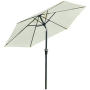 Outsunny Sombrilla Terraza Exterior Ø230 cm Sombrilla de Jardín con Ángulo Ajustable y Manivela Impermeable Parasol para Patio Terraza Crema