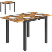 Outsunny Mesa de Jardín Extensible 120/80x70 cm, Mesa de Comedor Exterior Extensible Rectangular con Estructura de Acero y Tablero de Madera de Acacia, para 4-6 Personas, para Patio, Terraza, Natural