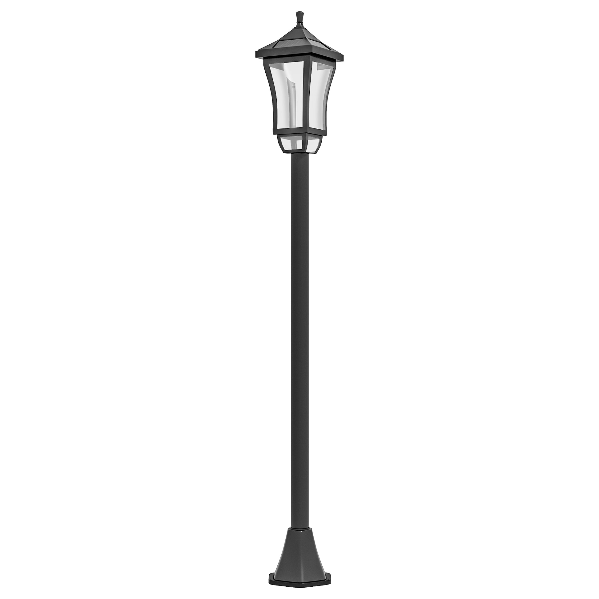 Outsunny Farola Solar Luz Solar de Exterior con Panel Solar Encendido y Apagado Automático IP44 para Terraza Patio 15x15x127 cm Negro