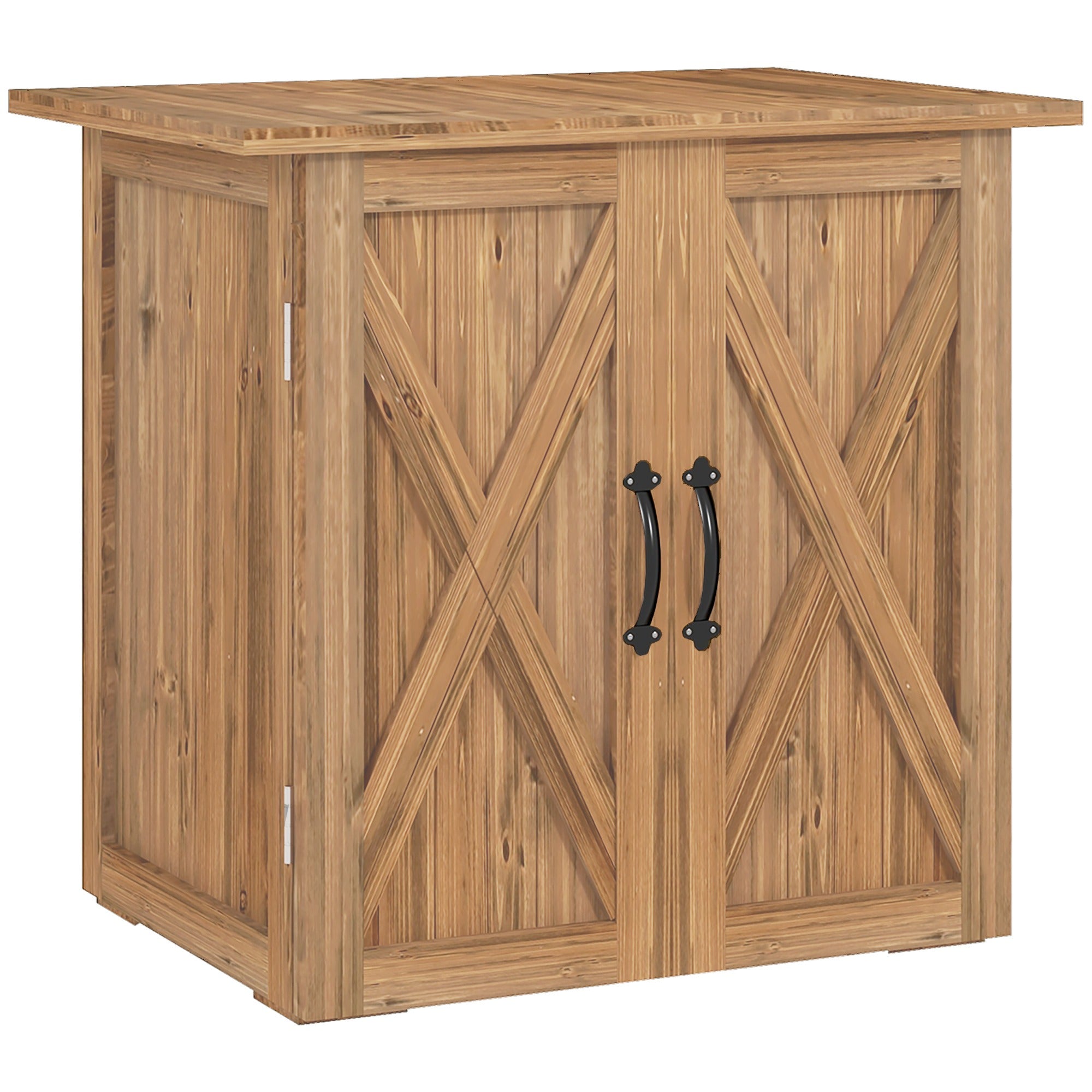 Outsunny Armario de Exterior de Madera Caseta de Jardín Exterior con 2 Puertas Magnéticas Anti-UV Impermeable Cobertizo de Jardín para Almacenamiento de Herramientas 77x55x72 cm Marrón