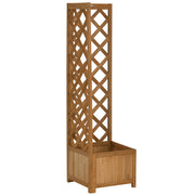 Outsunny Jardinera con Enrejado de Madera Macetero con Enrejado Jardinera Rectangular para Trepadoras Cultivos Plantas Flores Decoración en Exterior Esquina 40x40x145 cm Natural