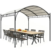 Outsunny Pérgola de Jardín 3x3 m, Cenador de Jardín con Techo Arqueado, Dosel UV30+ y Estructura de Metal Galvanizado, Pabellón para Exterior, Patio, Terraza, Blanco Crema