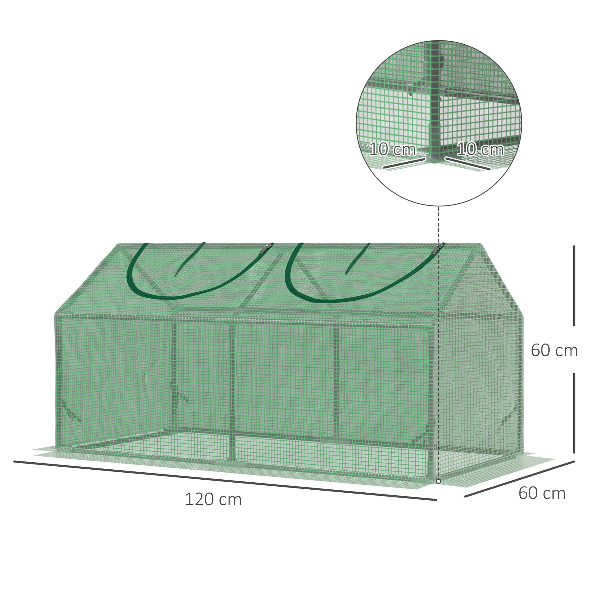Outsunny Invernadero de Exterior 120x60x60 cm Invernadero de Jardín con 2 Ventanas Enrollables y Marco de Acero para Cultivo de Plantas Verduras Flores Tomates Verde