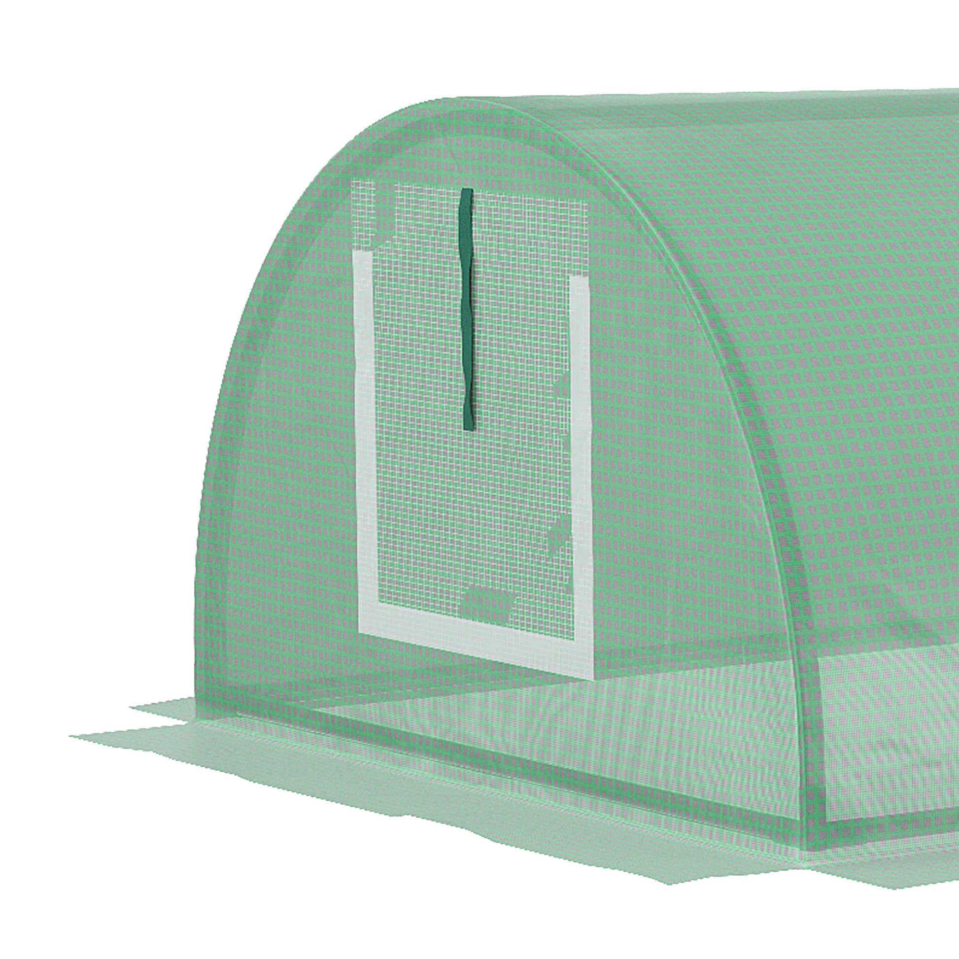 Outsunny Invernadero de Exterior, 200x80x45 cm, Invernadero de Jardín con 4 Ventanas Enrollables de Malla, Marco de Acero y Cubierta de PE 140g/㎡ Anti-UV para Cultivos, Plantas, Flores, Verde