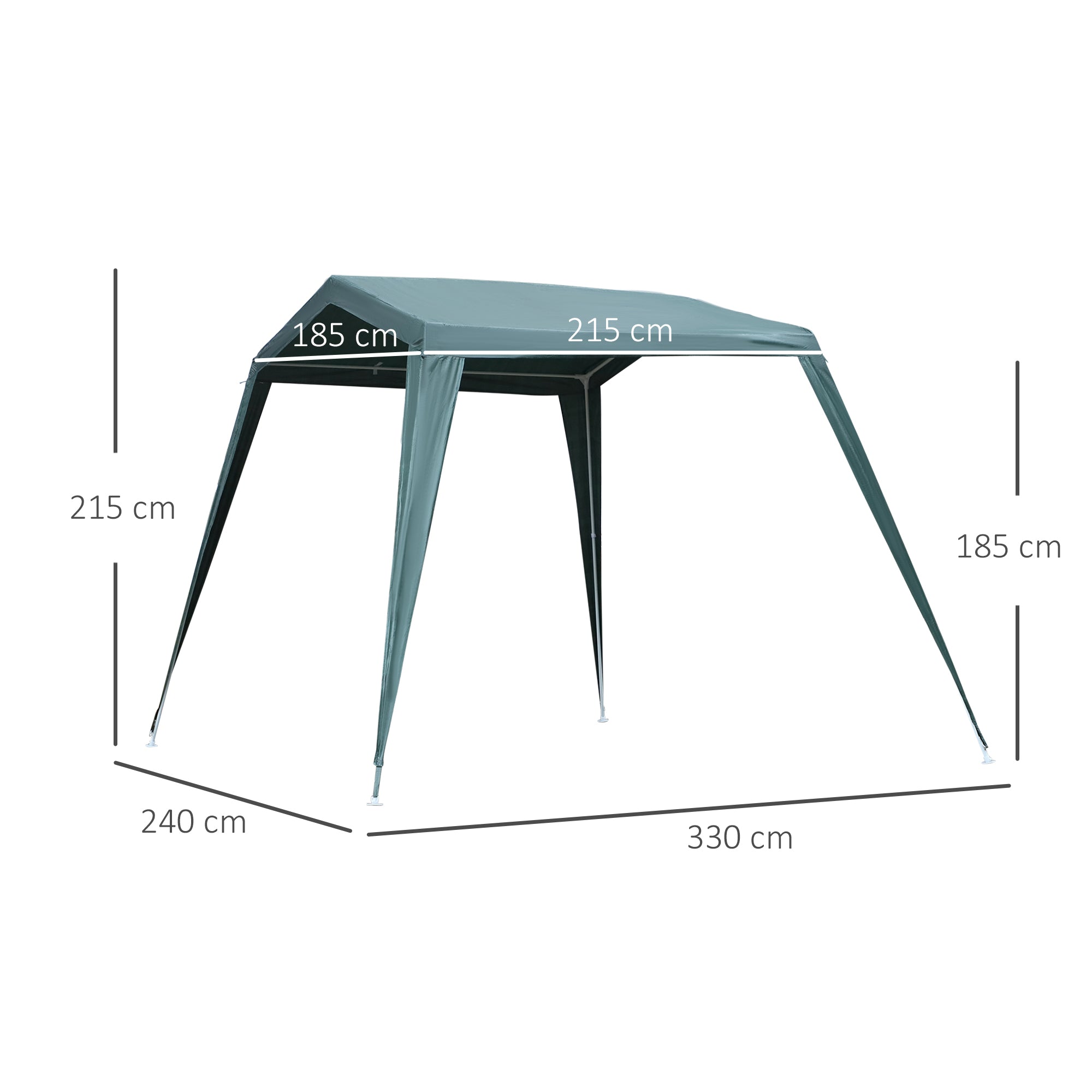 Outsunny Carpa Desmontable Carpa Pabellón de Jardín de Tubo de Acero Carpa Plegable para Camping 330x240x215 cm Pérgola de Color Verde