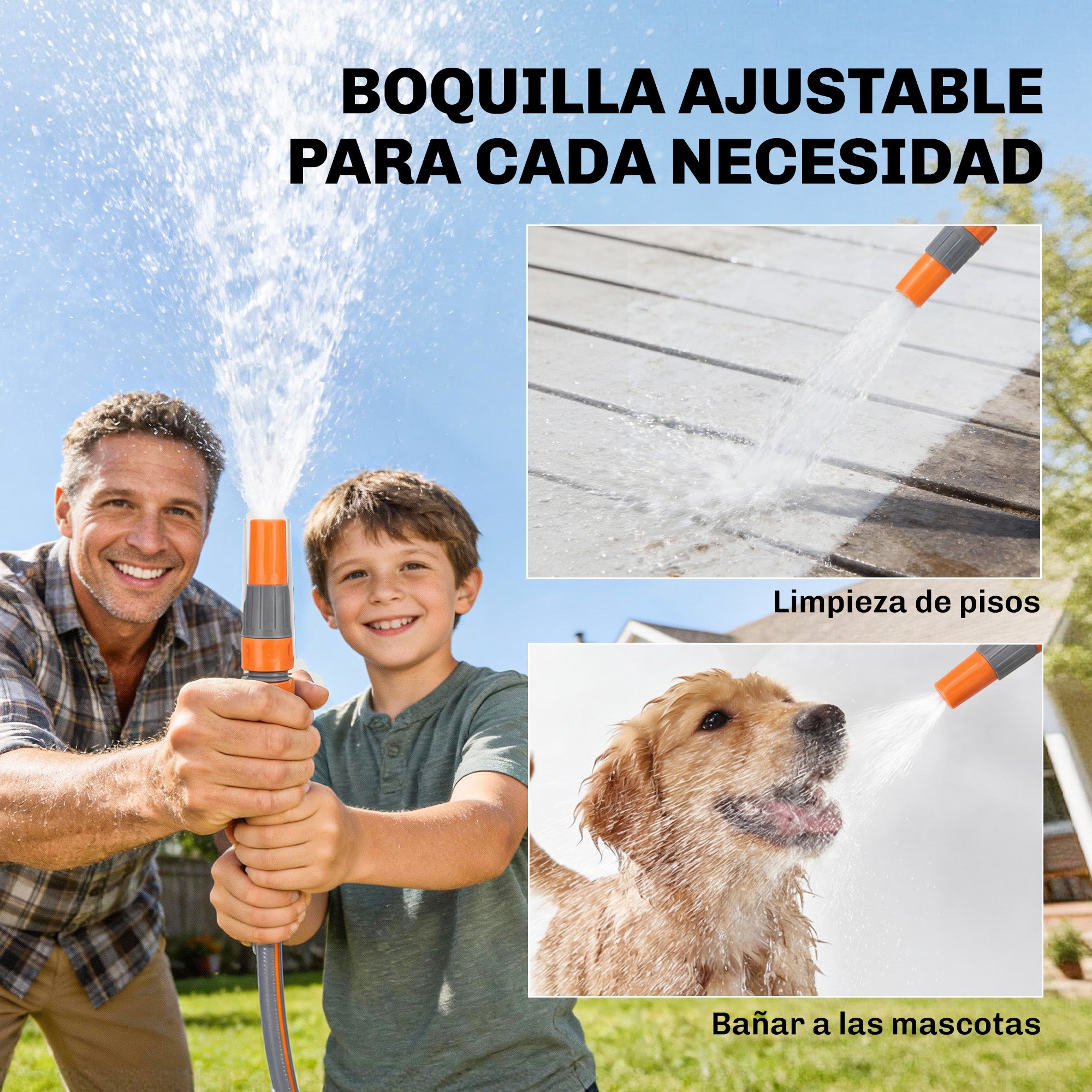 Outsunny Enrollador de Manguera para Jardín 20+1,6 m con Boquilla de 2 Modos, Carrete de Manguera de Jardín de Pared con Bloqueo Automático y Retracción Controlada, Soporte Orientable 180°, Naranja