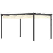 Outsunny Pérgola con Techo Retráctil Pérgola de Aluminio 4x3 m Cenador con Tela de Poliéster Resistente al Agua Pabellón para Jardín Patio Terraza Exterior Crema