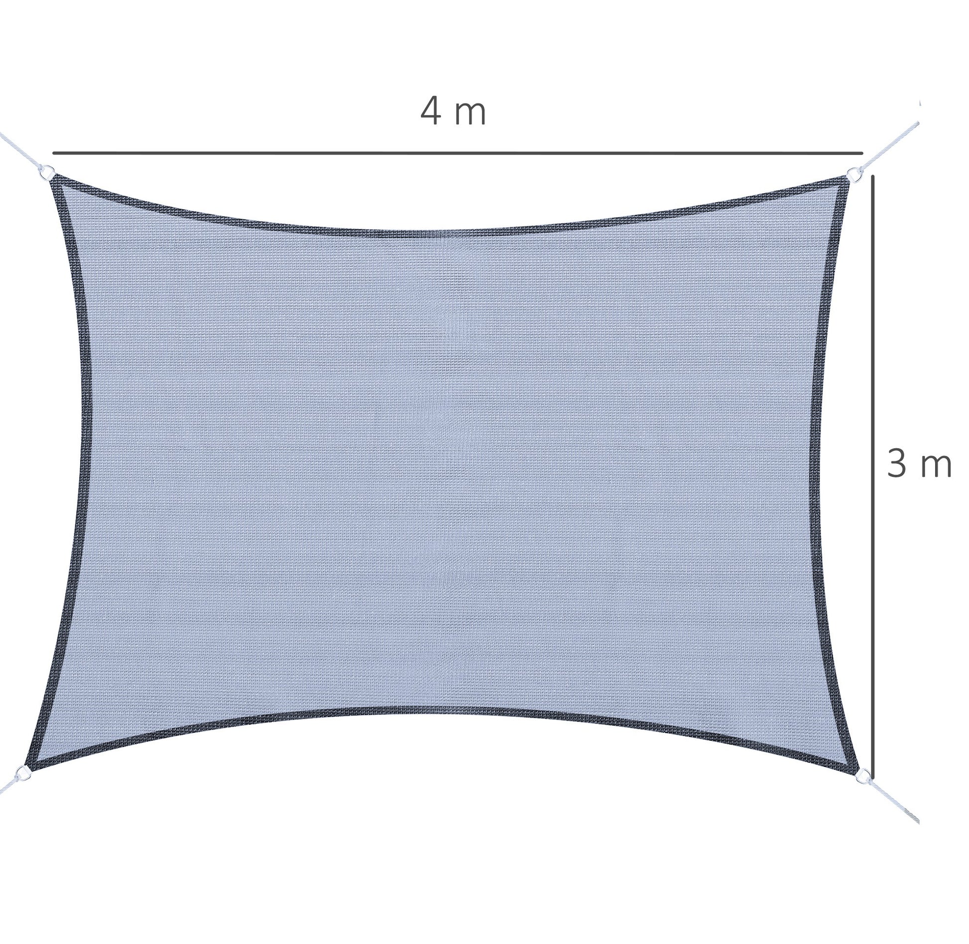 Outsunny Toldo Vela de Sombra Rectangular 4x3 m Toldo de Terraza Protección Rayos UV con Bolsa de Transporte Anillo de Acero Inoxidable y Cuerdas para Jardín Patio Gris
