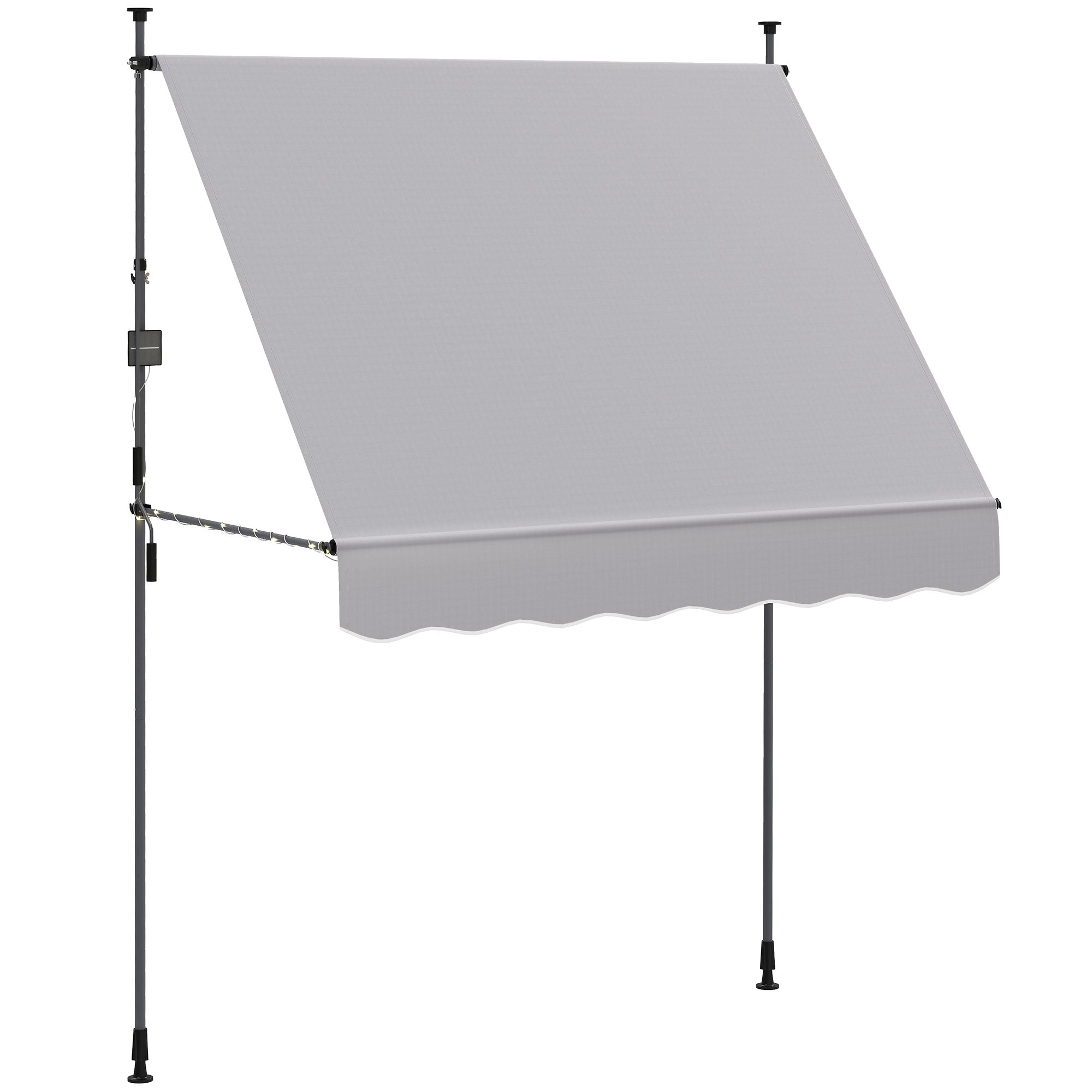 Outsunny Toldo Manual Retráctil 2x1,2 m Toldo Exterior Terraza Enrollable Altura Ajustable con Manivela 210-310 cm Protección UV30+ Sin Taladro para Jardín Balcón Patio Gris