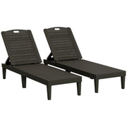 Outsunny Pack de 2 Tumbonas de Jardín Exterior, Tumbonas Reclinables de Plástico PP con Respaldo Ajustable de 4 Niveles, Resistentes a la Intemperie, para Playa, Piscina, Negro