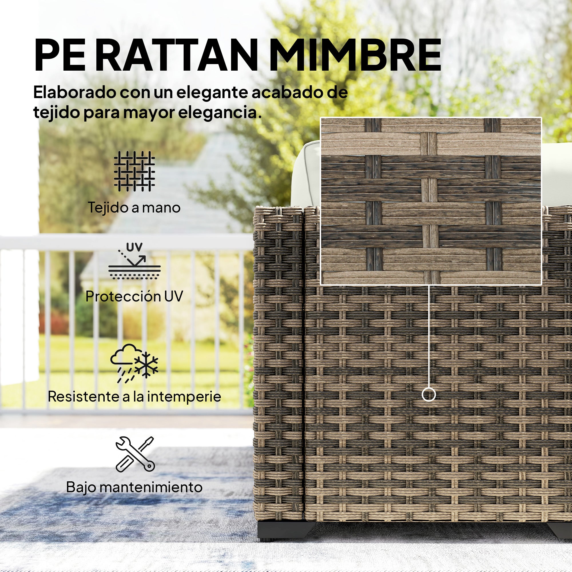 Outsunny Conjunto de Jardín de Ratán de 6 Piezas, Conjunto Terraza Resistente, Muebles Jardín Exterior Incluye Cojines, 4 Módulos de Asiento, 1 Sofá Esquinero y Mesa Centro de Vidrio, Amarillo Mixto
