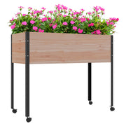 Outsunny Mesa de Cultivo con Ruedas 99x42x81 cm Huerto Urbano Elevado Jardinera de Cultivo con Tela no Tejida para Cultivo Plantas Flores Verduras Natural