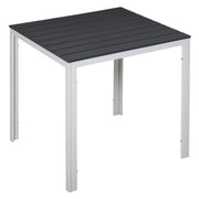 Outsunny Mesa de Jardín Cuadrada con Marco de Metal Mesa de Comedor para Exteriores Mesa Auxiliar Carga Máx. 50 kg 78x78x74 cm Blanco Gris Oscuro
