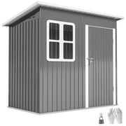 Outsunny Caseta de Jardín Exterior, 2,55 m² 221x133x190 cm, Cobertizo de Jardín Exterior Metálico con Ventana, Puerta con Cerradura y Ventilaciones, para Almacenamiento de Herramientas, Gris Oscuro