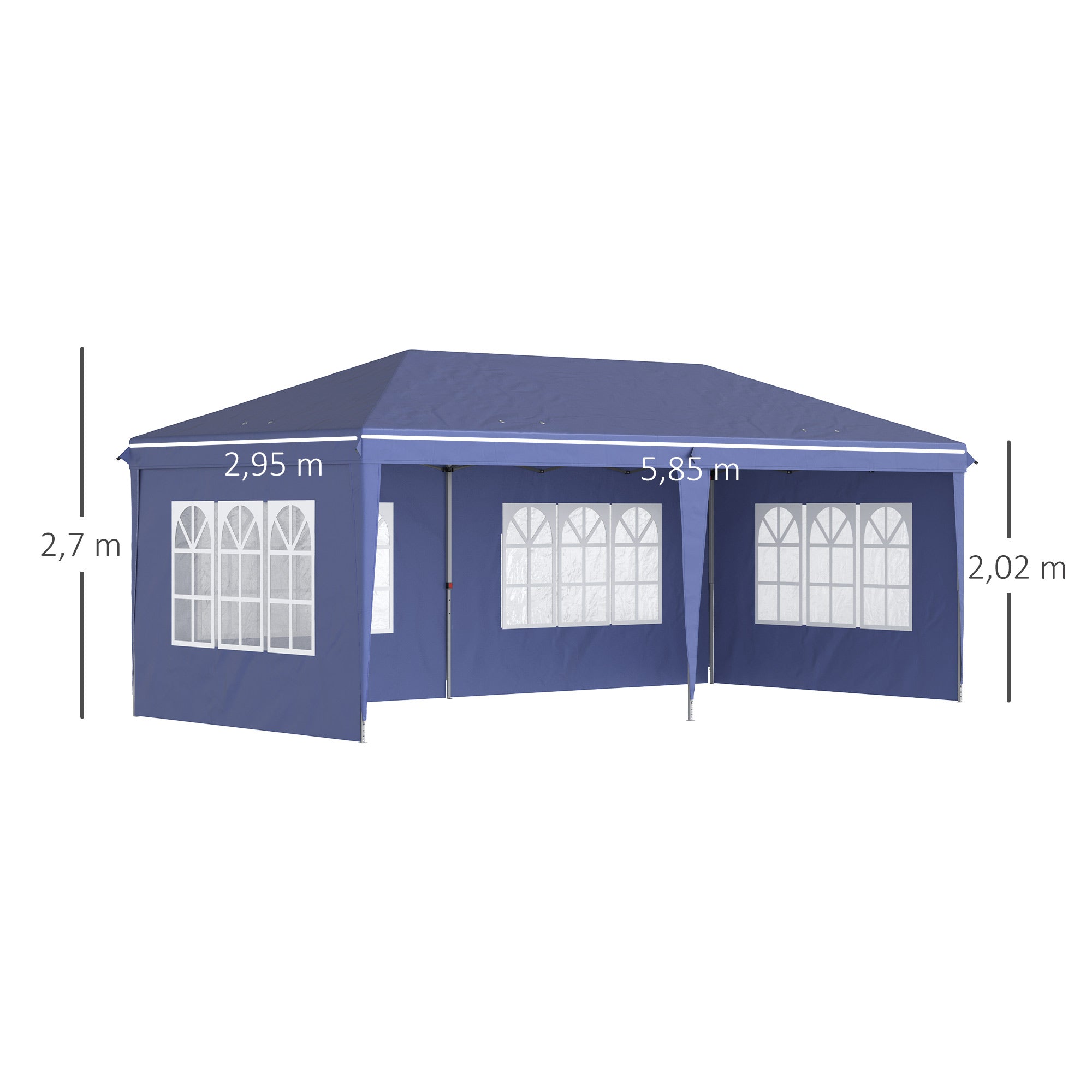 Outsunny Conjunto de Carpa Incluye 1 Carpa Plegable 6x3 m Impermeable con 4 Laterales Desmontables y 2 Paredes Laterales 3x2 m para Carpa 3x3 m o 3x6 m Azul