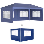 Outsunny Conjunto de Carpa Incluye 1 Carpa Plegable 6x3 m Impermeable con 4 Laterales Desmontables y 2 Paredes Laterales 3x2 m para Carpa 3x3 m o 3x6 m Azul