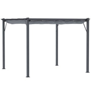 Outsunny Pérgola con Techo Retráctil Pérgola de Aluminio 3x3 m Cenador con Tela de Poliéster Resistente al Agua Anti-UV Pabellón para Jardín Patio Terraza Exterior Gris