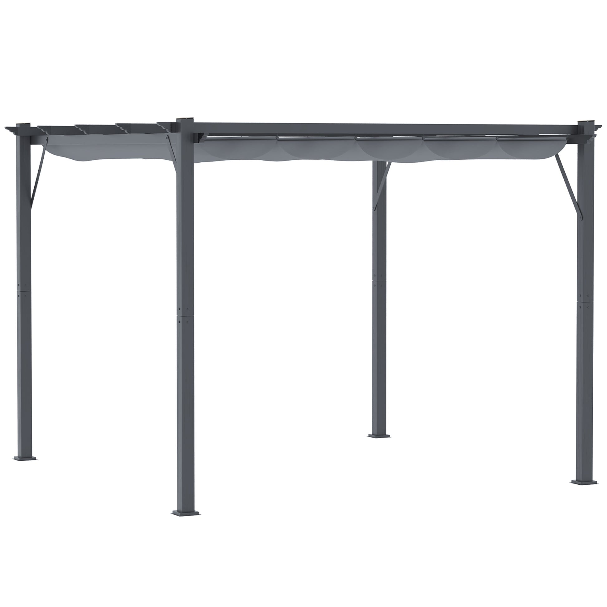 Outsunny Pérgola con Techo Retráctil Pérgola de Aluminio 3x3 m Cenador con Tela de Poliéster Resistente al Agua Anti-UV Pabellón para Jardín Patio Terraza Exterior Gris