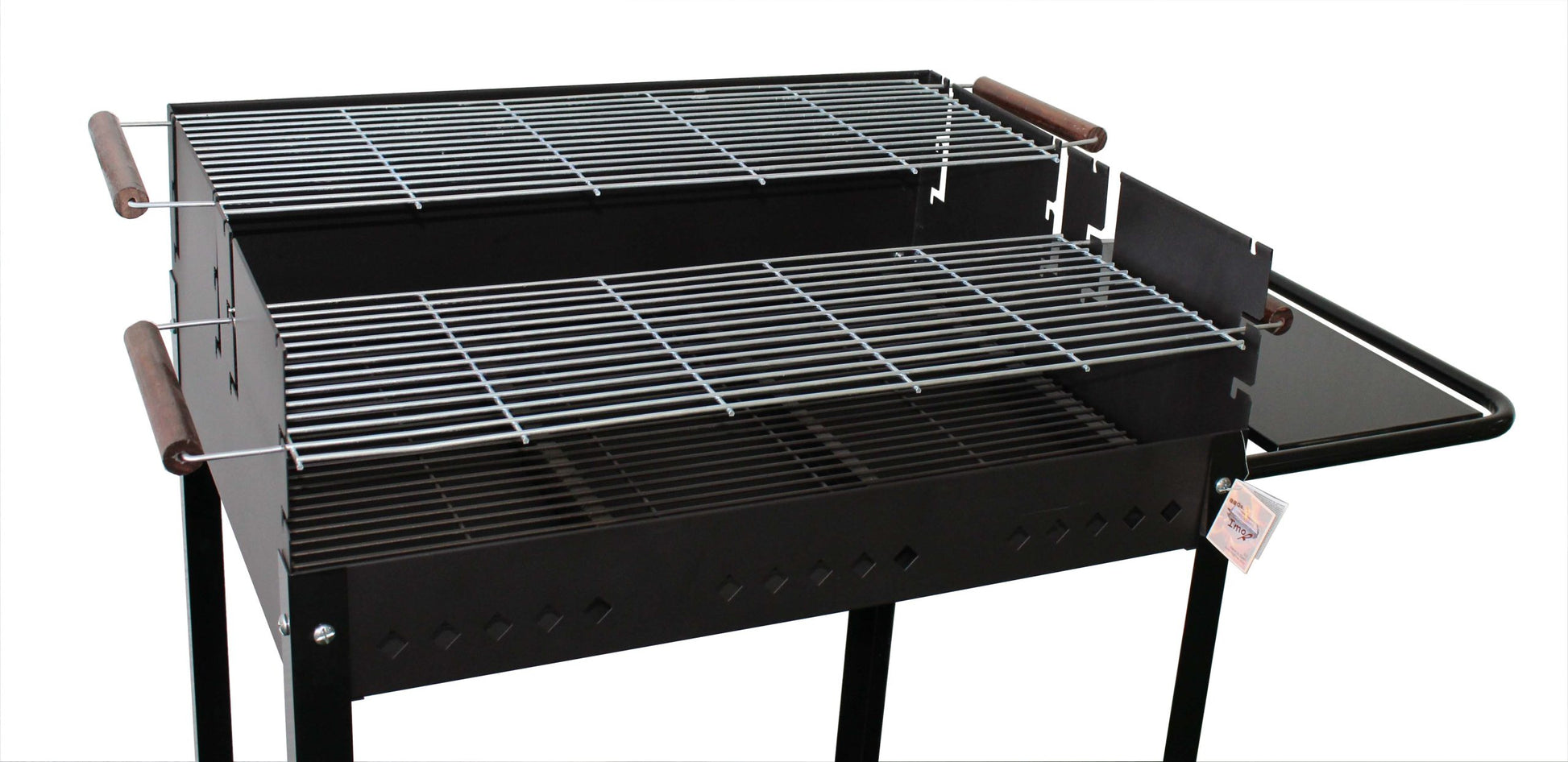 Barbacoa XL Doble "P" con Doble Parrilla Cromada 74x55