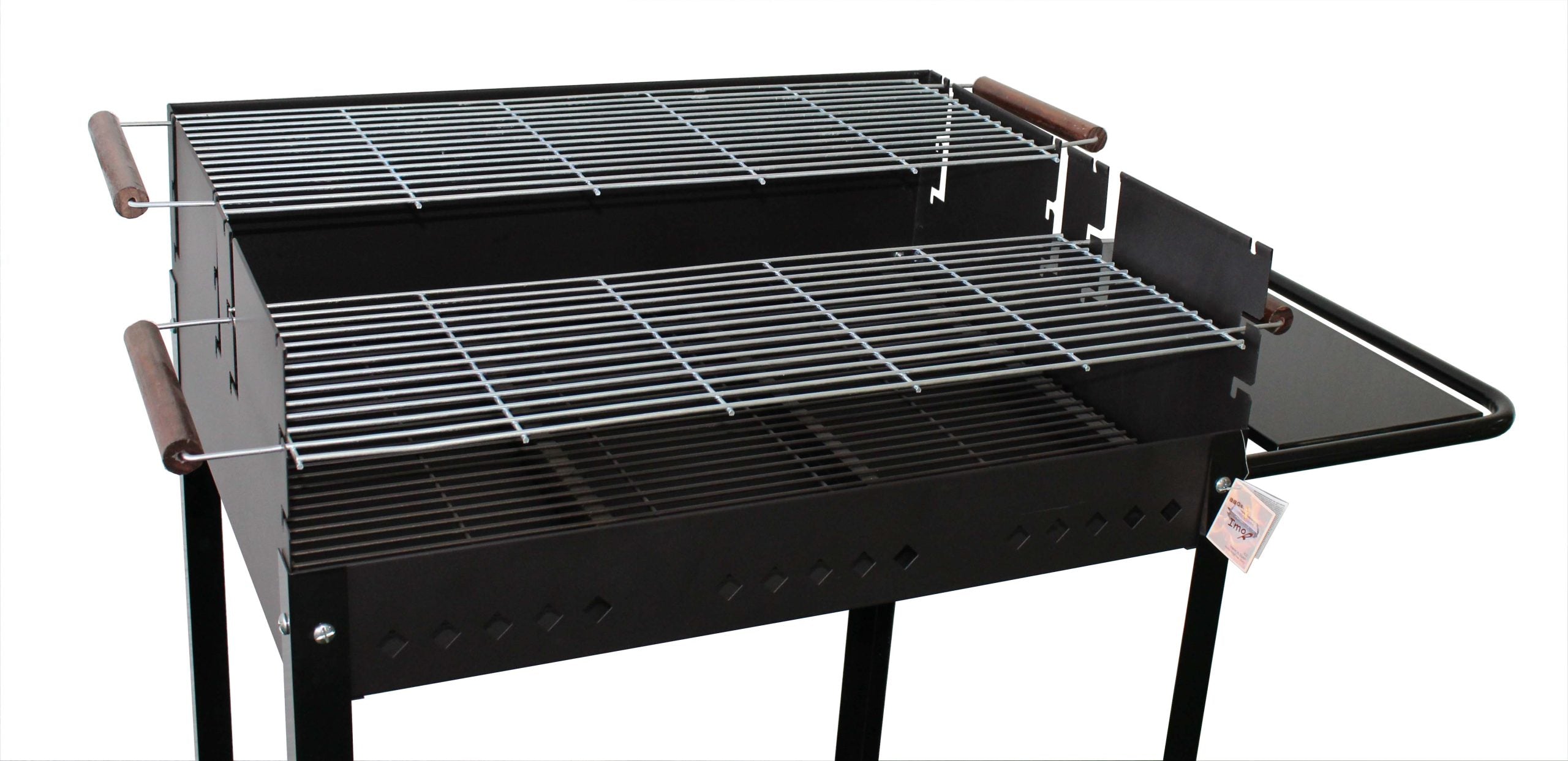 Barbacoa XL Doble "P" con Doble Parrilla Cromada 74x55