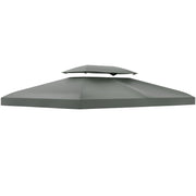 Outsunny Techo de Repuesto para Cenador 4x3 m Cubierta de Repuesto con Techo Doble 10 Orificios de Drenaje y Protección UV Toldo de Recambio para Pabellón Gazebo Gris Oscuro