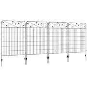 Outsunny Vallas de Jardín Exterior de 4 Paneles 88x110 cm Vallas de Jardín Metálicas Vallas Decorativas con Ángulo Ajustable para Patio Terraza Negro