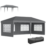 Outsunny Carpa Plegable 6x3 m, Pop-up, con 4 Laterales Desmontables, Cenador de Jardín con 4 Ventanas Visibles y Bolsa de Transporte, Impermeable, Anti-UV, Gazebo para Camping, Fiestas, Exterior, Gris